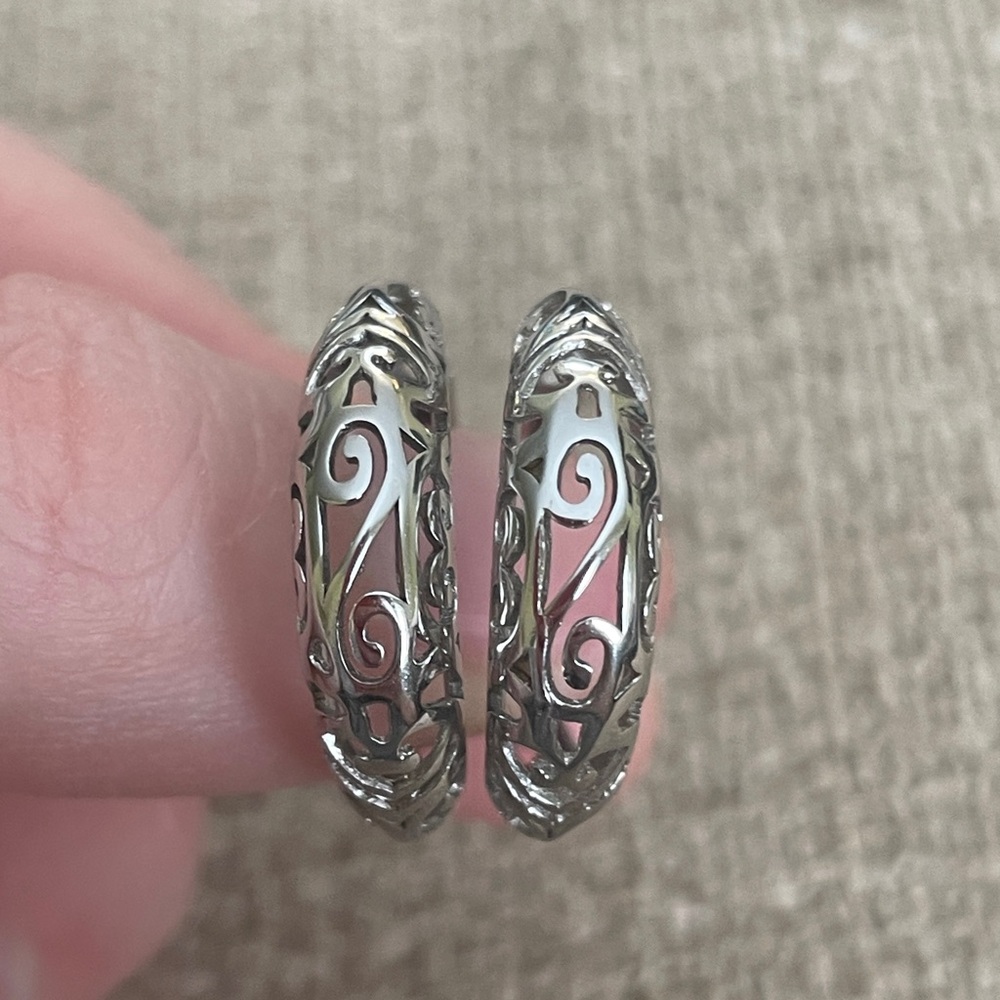 Sterling Silver Cutout Filigree-Style Earrings - Picture 6 of 8